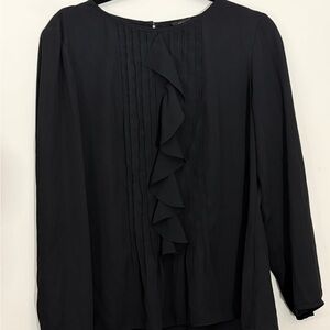 Banana Republic Black Ruffle Front Blouse